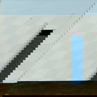 Martin Graifer (NJ,20/21C) acrylic painting: ARTIST: Martin Graifer (New Jersey, 20/21 centuries) TITLE: Building MEDIUM: acrylic on canvas CONDITION: Some scratches in the upper right quadrant. No visible inpaint unde