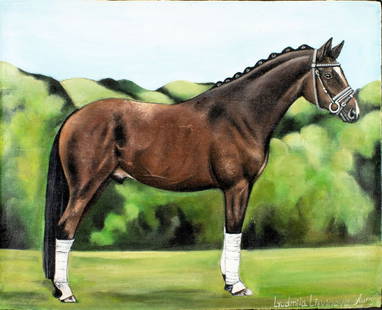 Lyudmila Litvinova (Russia,b 1991) oil painting: ARTIST: Lyudmila Litvinova (Russian, born 1991) TITLE: Horse MEDIUM: oil on canvas CONDITION: Unstretched (In-House stretching available). Very good. No visible inpaint unde