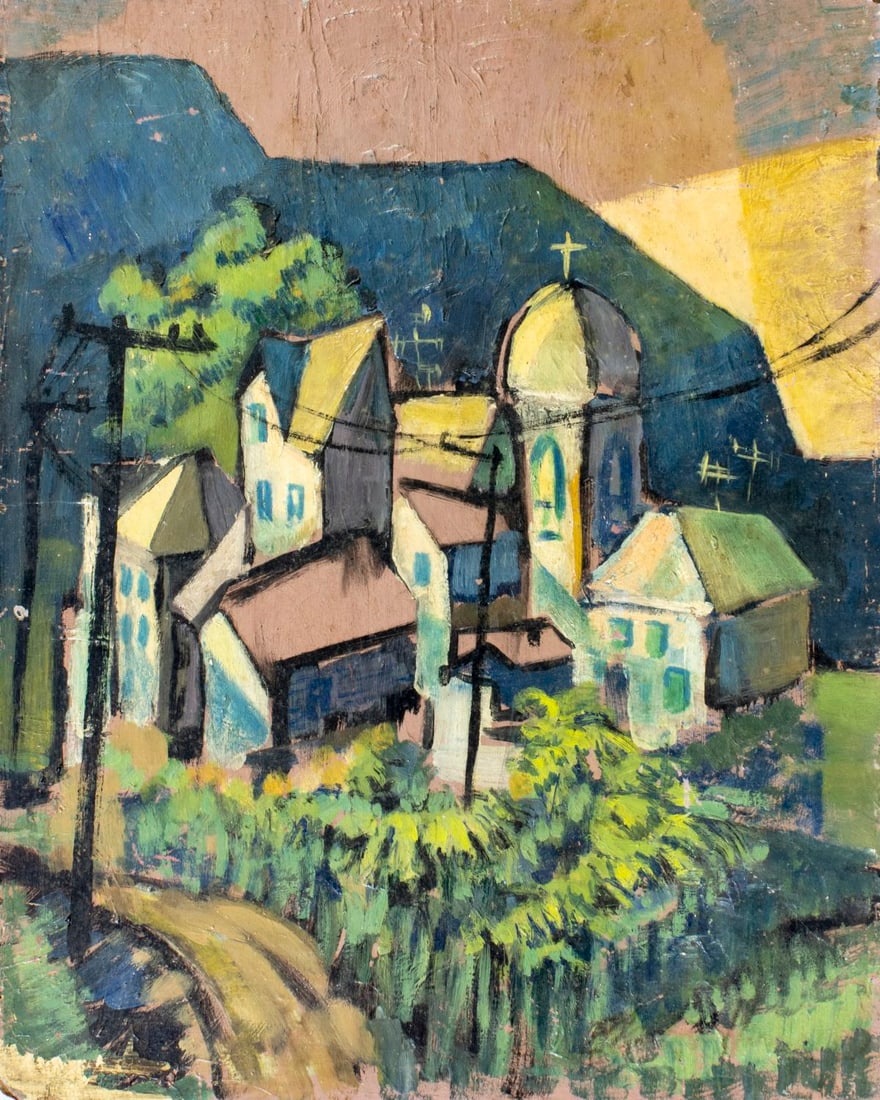 Vintage mid 20C European oil painting (1 of 12)