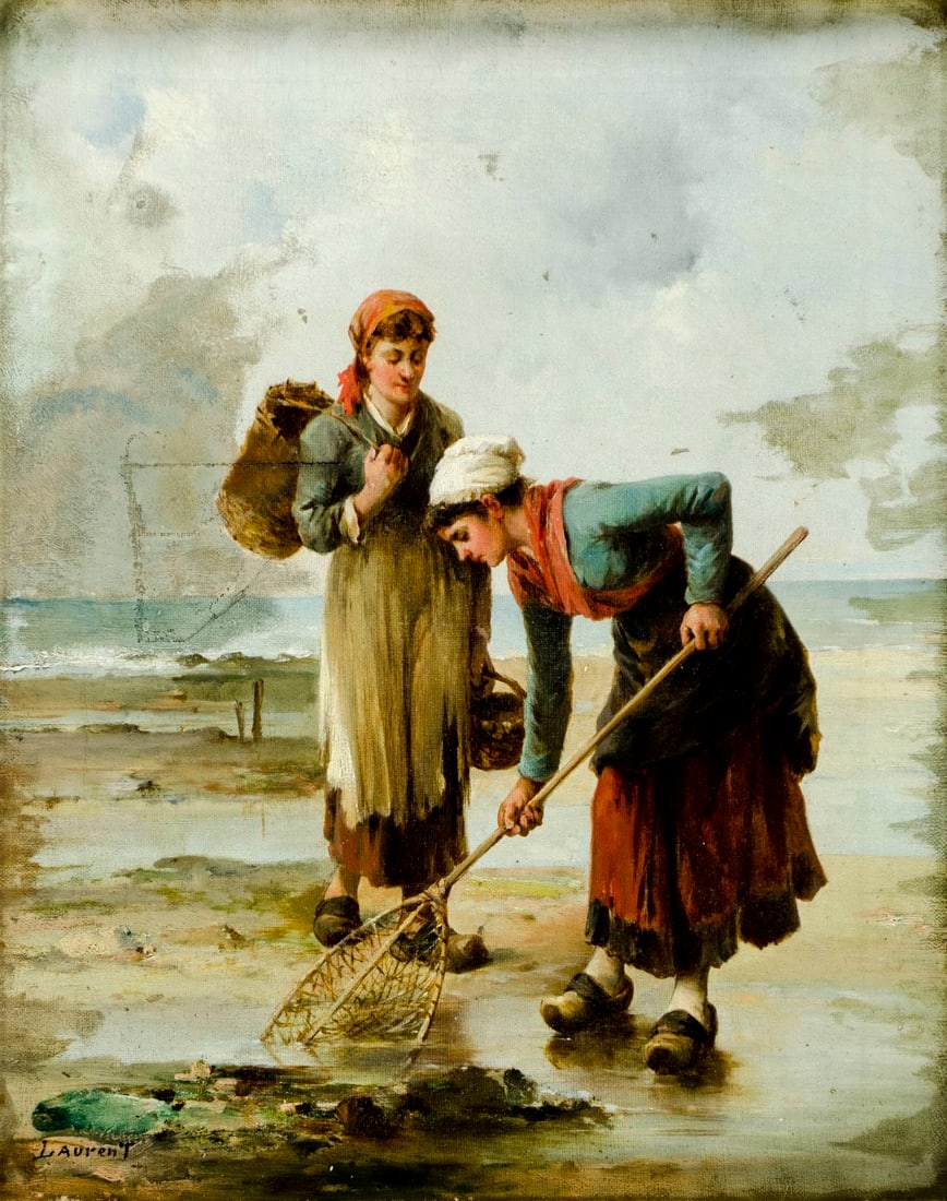 ATTR Henry Laurent Desrousseaux (France,1862-1906) oil painting antique (1 of 12)