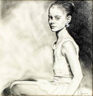 Lisa Homan-Conger (NM,20C) graphite painting: ARTIST: Lisa Homan - Conger (New Mexico, 20 century) TITLE: Ballerina MEDIUM: graphite on heavy paper CONDITION: Very good. ART SIZE: 10 x 10 inches / 25