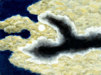 Robert Angeloch (NY,1922-2011) oil painting: ARTIST: Robert Henry Angeloch (New York, 1922 - 2011) TITLE: Moonlit Clouds MEDIUM: oil on canvas CONDITION: Very good. No visible inpaint under UV light. Normal wear alon