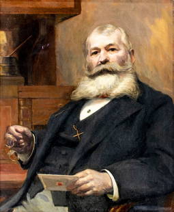 Mary Waterman Bonsall (PA,1868-1959) oil painting antique: ARTIST: Mary Waterman Bonsall (Pennsylvania, 1868 - 1959) TITLE: Portrait of Man MEDIUM: oil on canvas CONDITION: Relined. Minor paint losses. Some craquelure. No visible