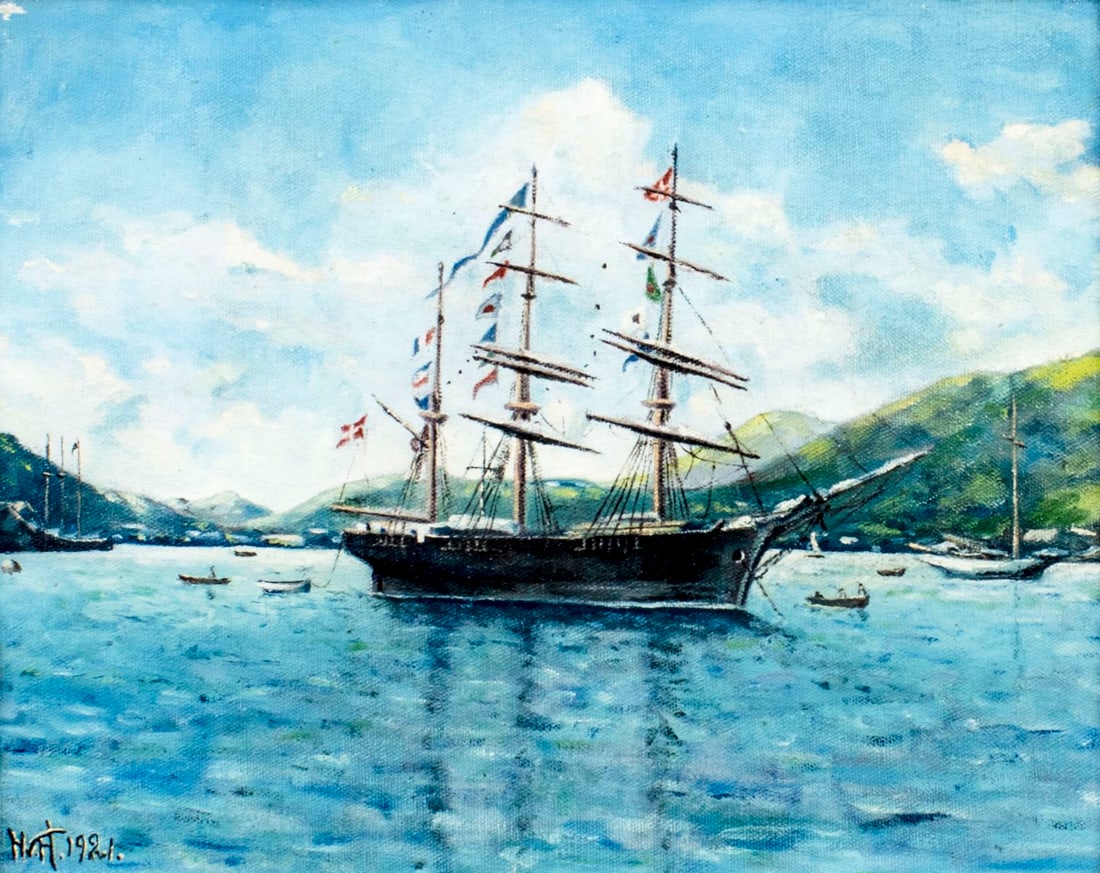 Antique early 20C American oil painting (1 of 12)