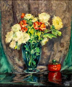 Vintage mid 20C American oil painting signed (1 of 13)