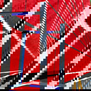 Martin Graifer (US,20/21C) oil painting: ARTIST: Martin Graifer (American, 20/21 centuries) TITLE: Abstract Composition MEDIUM: oil on canvas CONDITION: Overall good. No visible inpaint under UV light. Normal wear along edges. ART SIZE: 24