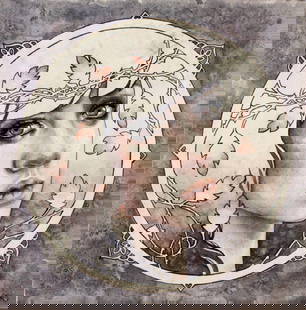 Kelly McKernan (TN,b 1986) watercolor painting: ARTIST: Kelly McKernan (Tennessee, born 1986) TITLE: Aether (titled on stretcher) YEAR: 2013 MEDIUM: watercolor on heavy paper CONDITION: Very good. No v