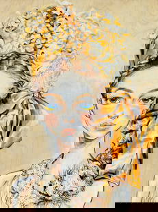 Alice Le (Vietnam,TX,20/21C) acrylic painting: ARTIST: Alice Le (Vietnamese, Texas, 20/21 centuries) TITLE: Sherbert YEAR: 2011 MEDIUM: acrylic on board CONDITION: Very good. No visible inpaint under