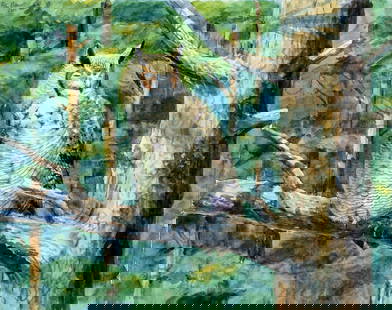 Peter Barrett (UK,b 1935) watercolor painting: ARTIST: Peter Barrett (United Kingdom, born 1935) TITLE: Bird - Great Horned Owl (titled on label) YEAR: 2022 MEDIUM: watercolor on paper CONDITION: Very