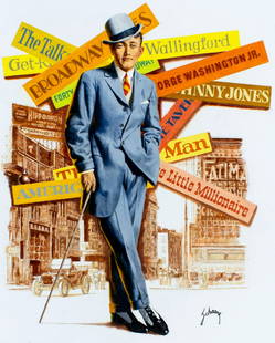 Harry Schaare (NY,AZ,1922-2008) oil painting: ARTIST: Harry J Schaare (New York, Arizona, 1922 - 2008) TITLE: The Little Millionaire Musical Cover MEDIUM: oil on board CONDITION: Some damages to edges and corners. No