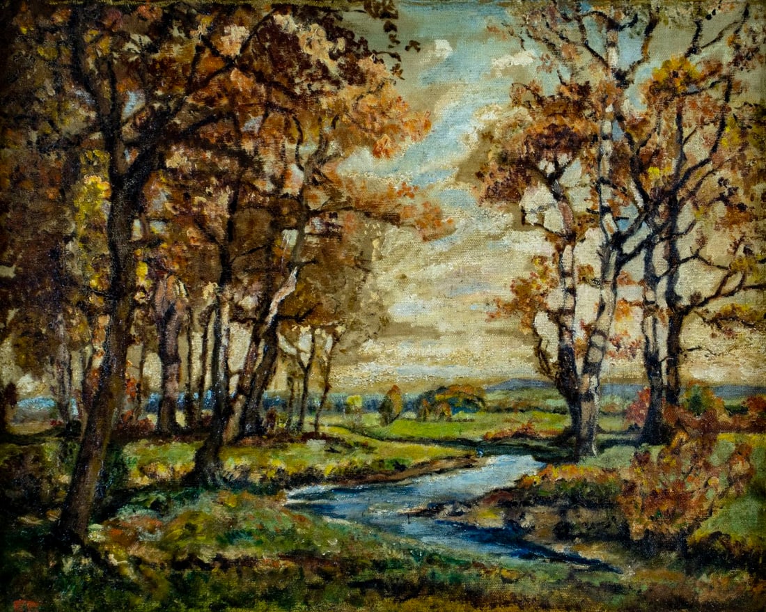 Vintage mid 20C American oil painting signed (1 of 14)