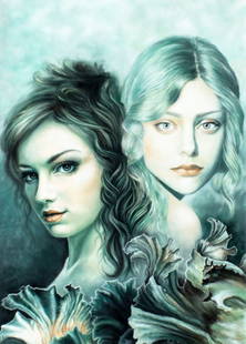 Bec Winnel (Australia,20/21C) pastel painting: ARTIST: Bec Winnel (Australian, 20/21 centuries) TITLE: Drifters - Alex, Louisa (titled on verso) YEAR: 2013 MEDIUM: pastel on paper CONDITION: Very good