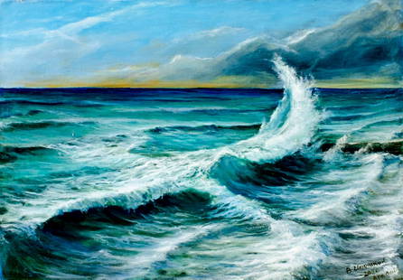 Viktor Ilyushkin (Russia,b 1946) oil painting: ARTIST: Viktor Nikolayevich Ilyushkin (Russian, born 1946) TITLE: Swan Wave (titled on verso) YEAR: 2020 MEDIUM: oil on canvas CONDITION: Unstretched (In