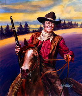 Tom McNeely (Canada,1935-?) watercolor painting: ARTIST: Tom McNeely (Canadian,1935 - ???) TITLE: Cowboy on Horseback MEDIUM: watercolor on board CONDITION: Minor damage to the lower right corner. ART SIZE: