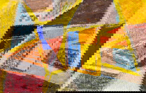 Martin Rosenthal (NY,MA,1899-1974) oil painting: ARTIST: Martin Rosenthal (New York, Massachusetts, 1899 - 1974) TITLE: Abstract Composition MEDIUM: oil on heavy paper CONDITION: Overall good. No visible inpaint under UV
