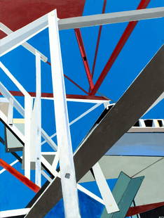 Martin Graifer (US,20/21C) oil painting: ARTIST: Martin Graifer (American, 20/21 centuries) TITLE: Abstract Composition MEDIUM: oil on canvas CONDITION: Minor craquelure. No visible inpaint under UV light. Normal