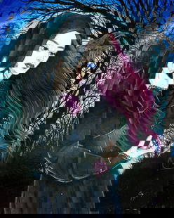 Candace McKay (CA,20/21C) acrylic painting: ARTIST: Candace McKay (California, 20/21 centuries) TITLE: Morrigan (titled on verso) YEAR: 2017 MEDIUM: acrylic on board CONDITION: Few very minor paint