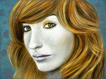 Jackie Geary (NJ,CT,CA,20/21C) pastel painting: ARTIST: Jackie Geary (New Jersey, Connecticut, California, 20/21 centuries) TITLE: Mairead (titled on verso) YEAR: 2014 MEDIUM: pastel on board CONDITION: