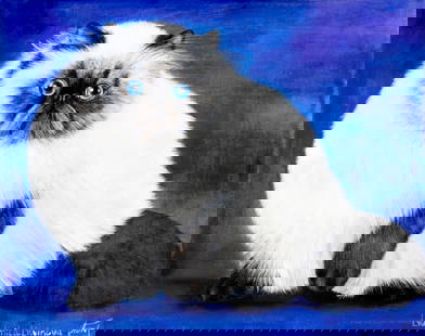 Lyudmila Litvinova (Russia,b 1991) acrylic painting: ARTIST: Lyudmila Litvinova (Russian, born 1991) TITLE: Himalayan Cat (titled on verso) MEDIUM: acrylic on canvas CONDITION: Unstretched (In-House stretching available). Very