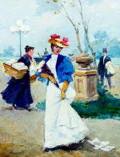 Luis Sagasta (Spain,1929-?) oil painting: ARTIST: Luis Arana Sagasta (Spanish, 1929 - ???) TITLE: Paris Street Scene, France MEDIUM: oil on canvas CONDITION: Unstretched (In-House stretching available). Very good.