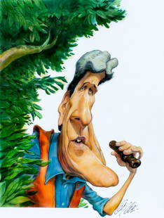 Gary Locke (MO,b 1963) watercolor painting: ARTIST: Gary Locke (Missouri, born 1963) TITLE: John Kerry (titled on verso) YEAR: circa 1996 MEDIUM: watercolor and gouache on board CONDITION: Very goo