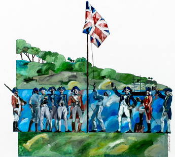 Bruce Weatherhead (Australia,20C) oil painting: ARTIST: Bruce Weatherhead (Australian, 20 century) TITLE: Australia Day (titled on verso) YEAR: 1981 MEDIUM: oil on canvas board CONDITION: Minor damage