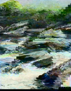 William Killen (NC,20/21C) oil painting: ARTIST: William Killen (North Carolina, 20/21 centuries) TITLE: Landscape - Cheoah River, NC (titled on verso) YEAR: 2006 MEDIUM: oil on canvas CONDITION: