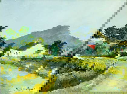 Dennis Gallery (Irish,1943-?) oil painting: ARTIST: Dennis Gallery (Ireland, 1943 - ???) TITLE: Connemara Landscape with Cottage, Ireland (titled on verso) YEAR: 2000 MEDIUM: oil on board CONDITION: