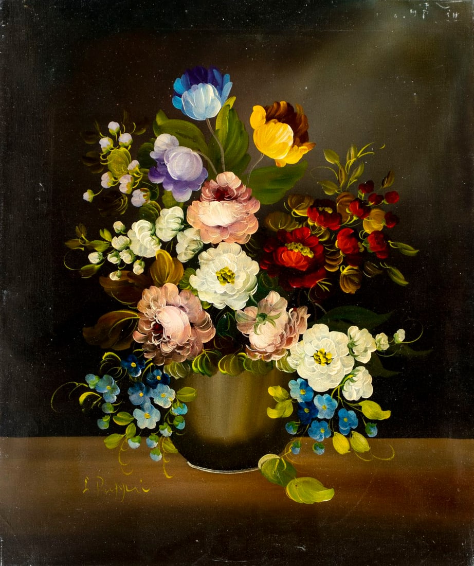 Vintage 20C European oil painting signed (1 of 13)