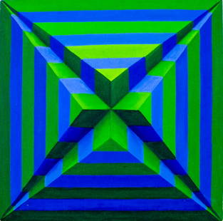 Tony King (NY,CA,b 1944) oil painting: ARTIST: Tony King (New York, California, born 1944) TITLE: Geometric Abstract Composition YEAR: 1969 MEDIUM: oil on canvas CONDITION: Overall good. No vi