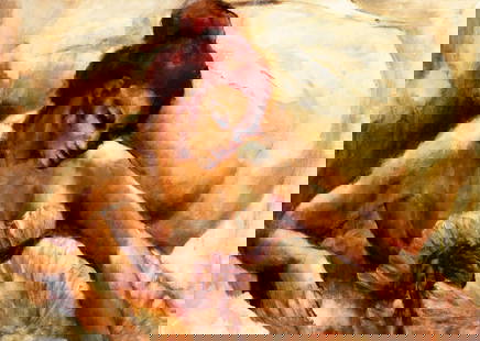 Thelma Thal (NY,1903-2001) oil painting: ARTIST: Thelma Thal (New York, 1903 - 2001) TITLE: Reclining Woman MEDIUM: oil on canvas CONDITION: Small scratches/paint losses. No visible inpaint under UV light. ART SIZE: 30 x 42 inches / 76 x