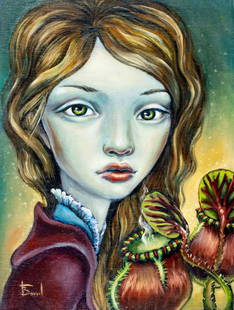 Tanya Bond (Irish,20/21C) acrylic painting: ARTIST: Tanya Bond (Ireland, 20/21 centuries) TITLE: Deadly Brew (titled on verso) YEAR: 2013 MEDIUM: acrylic on board CONDITION: Very good. No visible