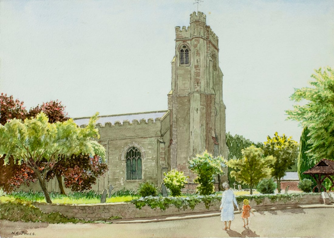 N E Jones (UK,mid 20C) watercolor painting (1 of 14)