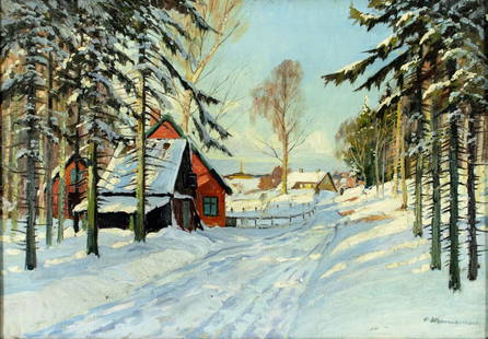 Carl Wennemoes (Danish,1890-1965) oil painting: ARTIST: Carl Wennemoes (Denmark, 1890 - 1965) TITLE: Winter Country Landscape MEDIUM: oil on canvas CONDITION: Overall good. No visible inpaint under UV light.