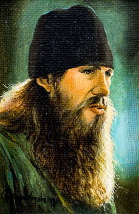A Skorohodov (Russia,20C) oil painting: ARTIST: A Skorohodov (Russian, 20 century) TITLE: Portrait of Young Monk (titled on verso) YEAR: 1993 MEDIUM: oil on canvas CONDITION: Very good. No visible inpaint under UV light. ART SIZE: 6 x 4