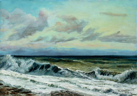 Viktor Ilyushkin (Russia,b 1946) oil painting: ARTIST: Viktor Nikolayevich Ilyushkin (Russian, born 1946) TITLE: Seascape - After Storm (titled on verso) YEAR: 2021 MEDIUM: oil on canvas CONDITION: Un