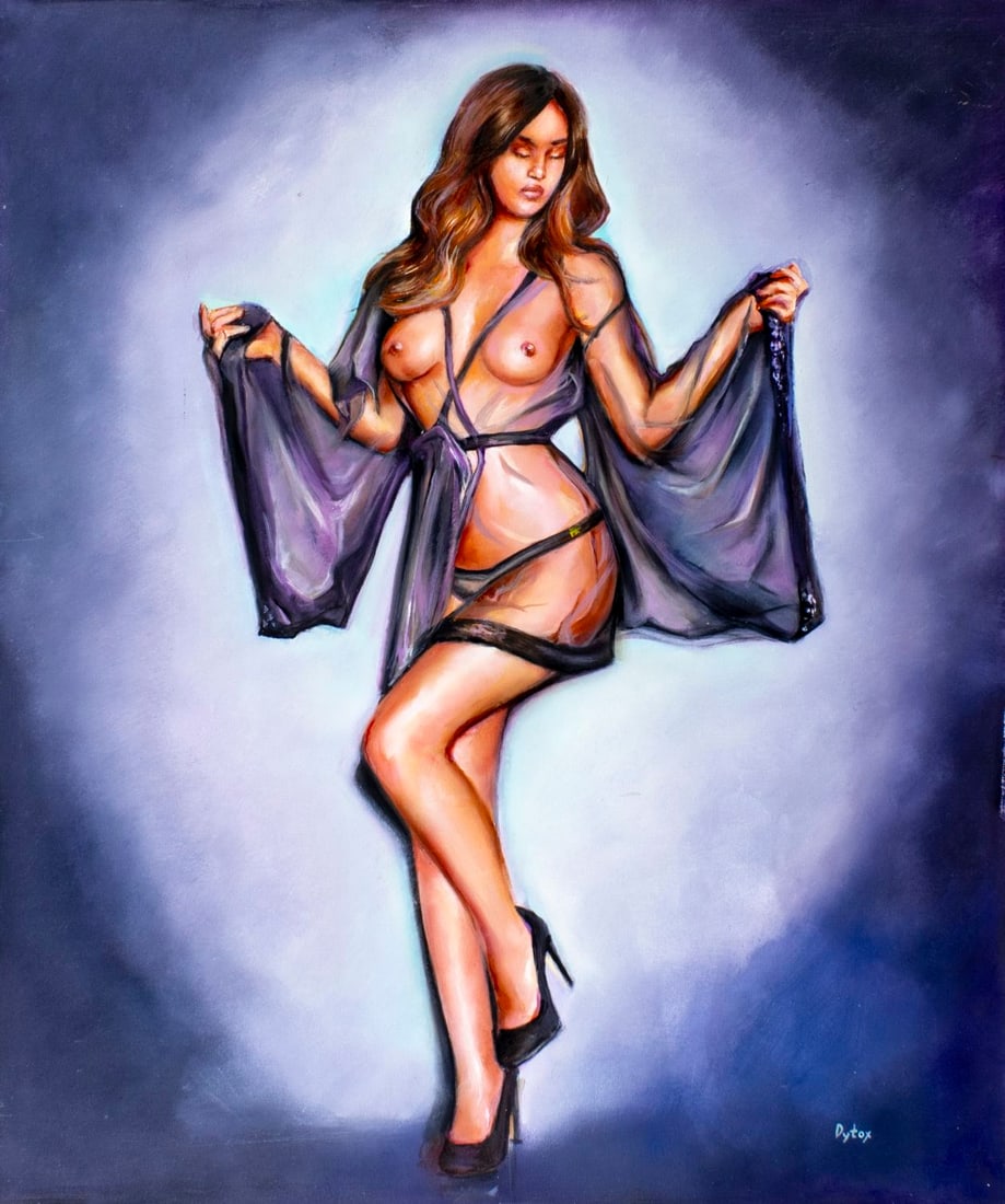 Dmitro Yaschenko (Ukraine,b 1990) oil painting: ARTIST: Dmitro Yaschenko (Ukrainian, born 1990) TITLE: Female Semi Nude MEDIUM: oil on canvas CONDITION: Unstretched (In-House stretching available). Few minor scratches/pai