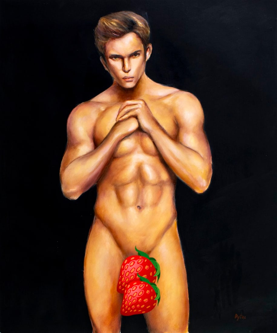 Dmitro Yaschenko (Ukraine,b 1990) oil painting: ARTIST: Dmitro Yaschenko (Ukrainian, born 1990) TITLE: Male Nude MEDIUM: oil on canvas CONDITION: Unstretched (In-House stretching available). Very good. No visible inpaint