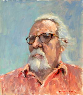 Robert Waltsak (NJ,b 1944) oil painting: ARTIST: Robert Alan Waltsak (New Jersey, born 1944) TITLE: Self Portrait MEDIUM: oil on canvas CONDITION: Very good. No visible inpaint under UV light. ART SIZE:<
