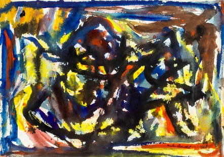 Martin Rosenthal (NY,MA,1899-1974) watercolor painting: ARTIST: Martin Rosenthal (New York, Massachusetts, 1899 - 1974) TITLE: Abstract Composition MEDIUM: watercolor on paper CONDITION: Overall good. ART SIZE: