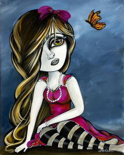 Lizzy Falcon (US,20/21C) acrylic painting: ARTIST: Lizzy Falcon (American, 20/21 centuries) TITLE: A Glimmer of Hope (titled on stretcher) YEAR: 2015 MEDIUM: acrylic on canvas CONDITION: Overall g