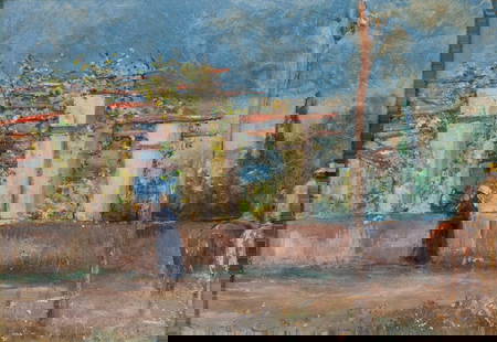 Carl Kaiser Herbst (Austria,1858-1940) oil painting antique: ARTIST: Carl Kaiser Herbst (Austrian, 1858 - 1940) TITLE: Amalfi Coast YEAR: 1895 MEDIUM: oil on board CONDITION: Some small scratches/paint losses. Mi