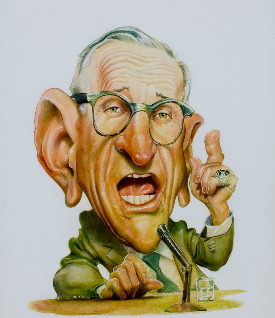 Gary Locke (MO,b 1963) gouache painting: ARTIST: Gary Locke (Missouri, born 1963) TITLE: Casey Stengel (titled on verso) YEAR: circa 1997 MEDIUM: gouache on board CONDITION: Minor damage to uppe