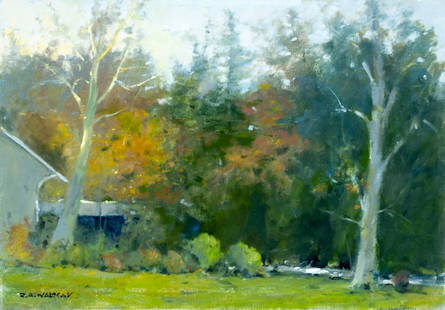 Robert Waltsak (NJ,b 1944) oil painting: ARTIST: Robert Alan Waltsak (New Jersey, born 1944) TITLE: Autumn Country Landscape MEDIUM: oil on canvas CONDITION: Overall good. No visible inpaint under UV light. Normal