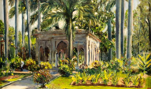 Howard Russell Butler (NJ,CA,1856-1934) oil painting antique: ARTIST: Howard Russell Butler (New Jersey, California, 1856 - 1934) TITLE: Park Landscape MEDIUM: oil on board CONDITION: Few minor scratches/paint losses. No visible inpaint under UV light. Some