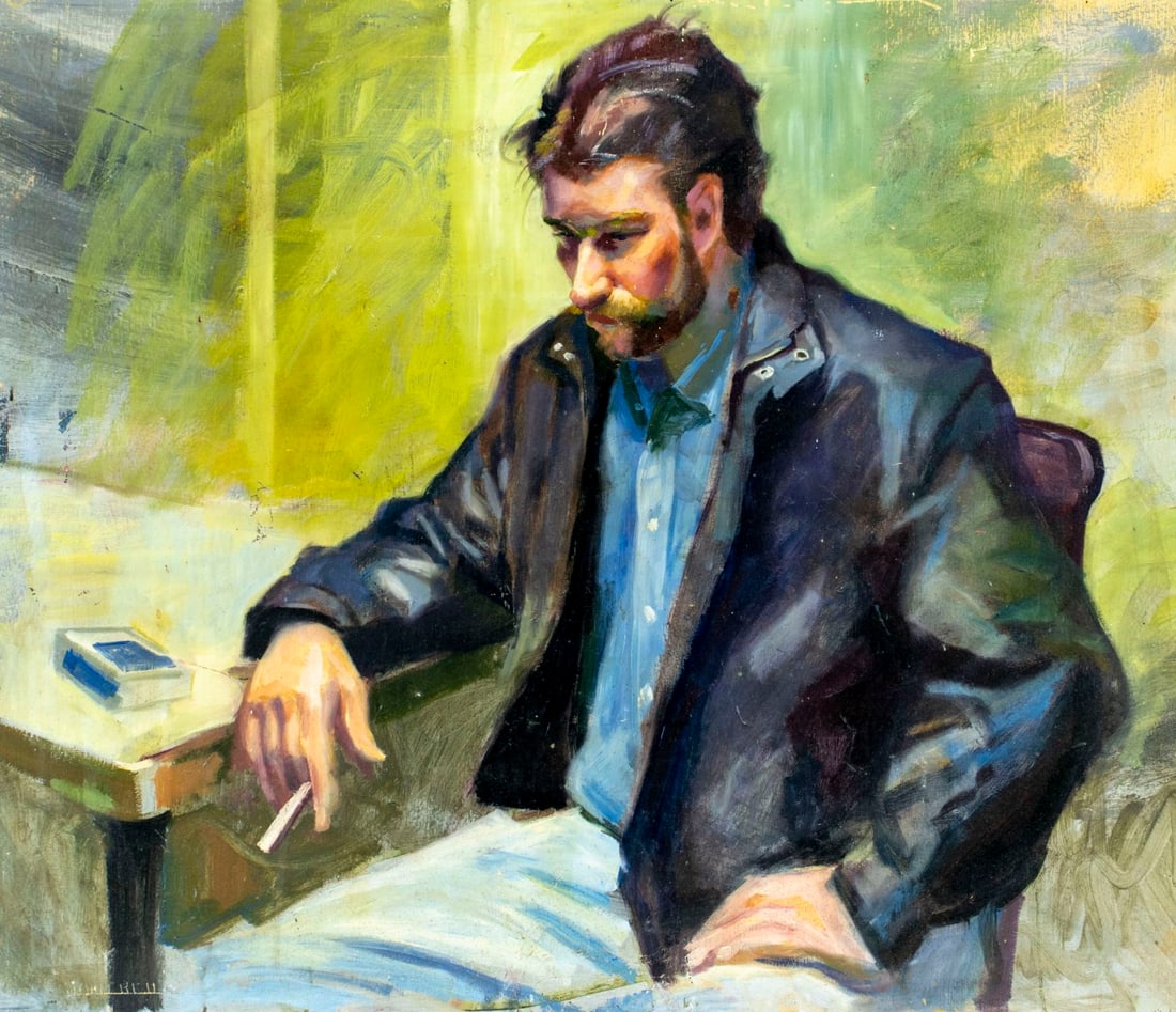 Signed Oil Painting Of Bavarian Man Smoking Pipe