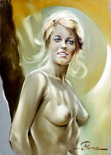 Gastone Peirano (Italy,1926-?) oil painting: ARTIST: Gastone Peirano (Italian, 1926 - ???) TITLE: Nude MEDIUM: oil on canvas CONDITION: Unstretched (In-House stretching available). Few minor paint losses. Minor craqu