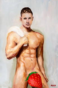 Alex Siryi (Ukraine,b 1997) oil painting: ARTIST: Alex Siryi (Ukrainian, born 1997) TITLE: Male Nude MEDIUM: oil on canvas CONDITION: Unstretched (In-House stretching available). Very good. No visible inpaint under UV light. ART SIZE: 24 x