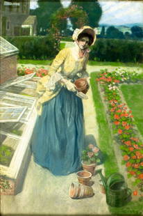 George Gibbs (DC,NY,CA,PA,1870-1942) pastel painting antique: ARTIST: George Fort Gibbs (District Of Columbia, New York, California, Pennsylvania, 1870 - 1942) TITLE: Geraniums YEAR: circa 1907 MEDIUM: pastel on paper. Paper applied