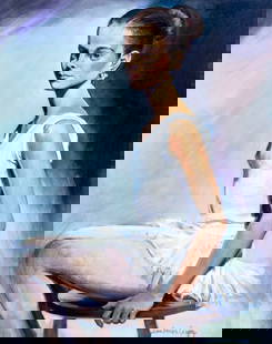 Lisa Homan-Conger (NM,20C) oil painting: ARTIST: Lisa Homan - Conger (New Mexico, 20 century) TITLE: Ballerina MEDIUM: oil on canvas CONDITION: Few minor paint losses. No visible inpaint under UV light. Normal wear